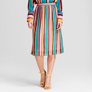 Who What Wear pleated rainbow striped skirt